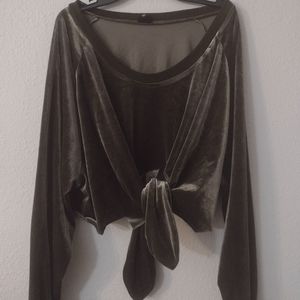Velvet green long sleeve top by Nude